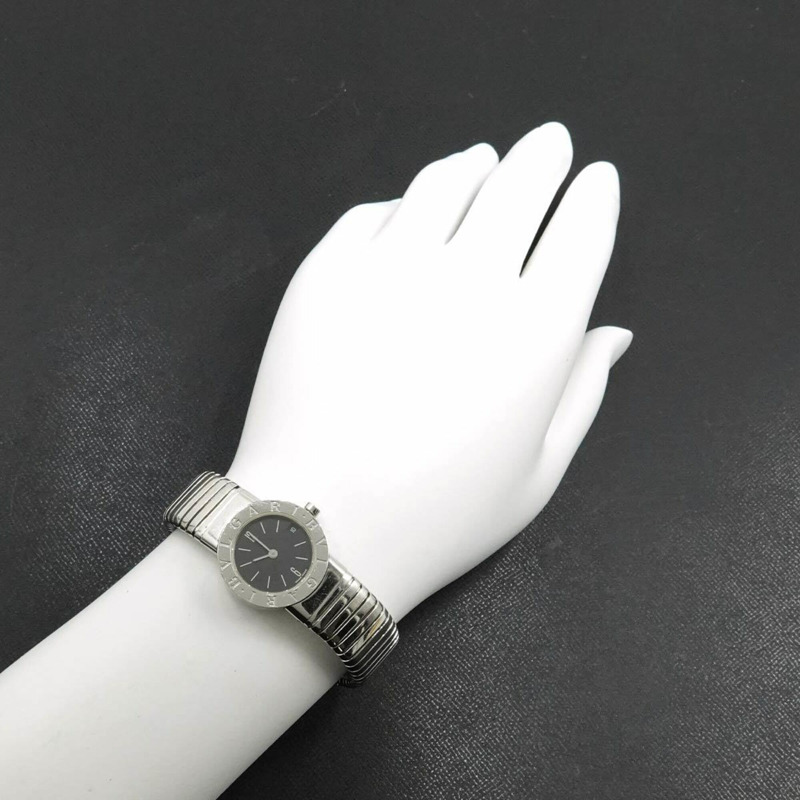 寶格麗 Tubogas BB232TS 女士腕錶,日期顯示,黑色石英錶-2