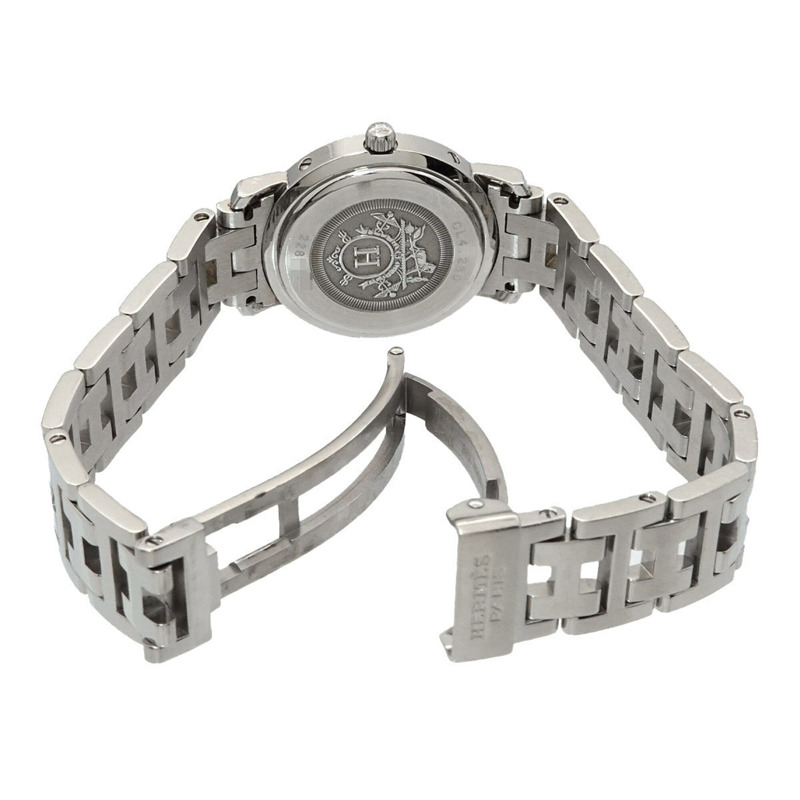 愛馬仕 Clipper Nacre CL4 230 女士腕錶,12 鑽錶圈,白色錶殼,石英錶。-3