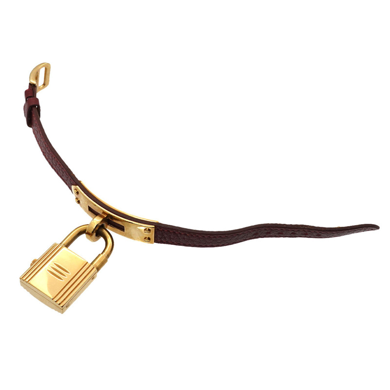 愛馬仕凱莉女士腕錶,波爾多紅,石英錶,帶掛鎖-4