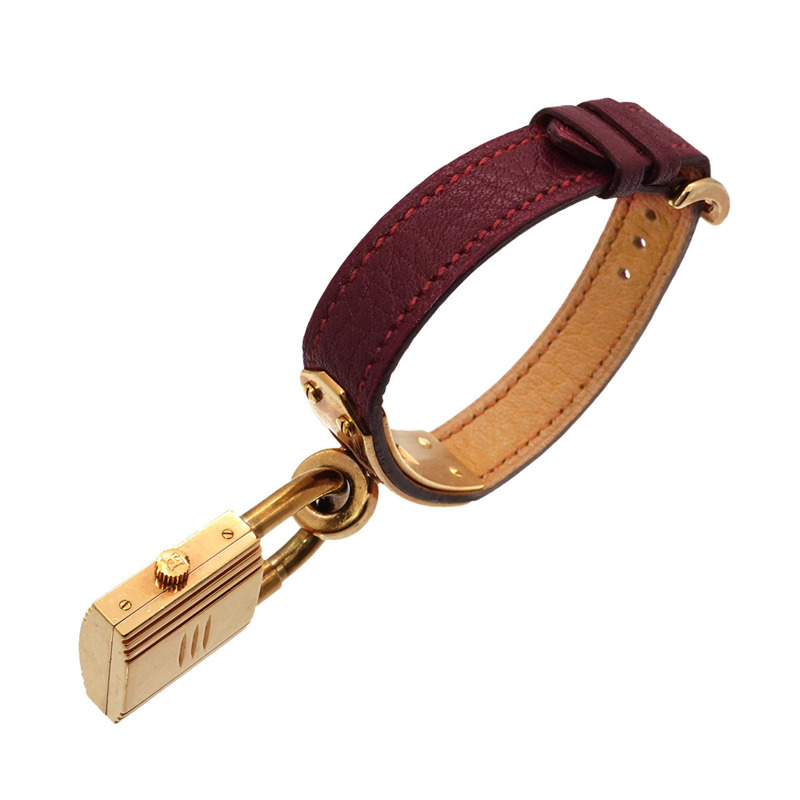 愛馬仕凱莉女士腕錶,波爾多紅,石英錶,帶掛鎖-5