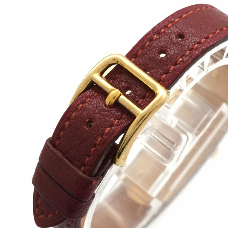 愛馬仕凱莉女士腕錶,波爾多紅,石英錶,帶掛鎖-7