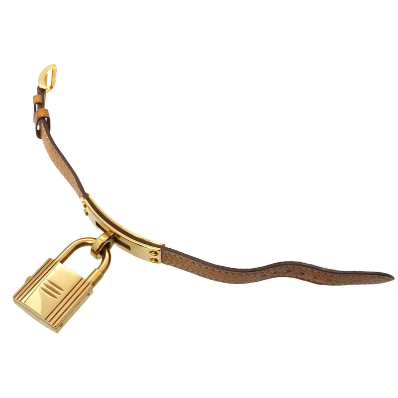 愛馬仕凱莉女士腕錶,金色石英錶,帶掛鎖-5