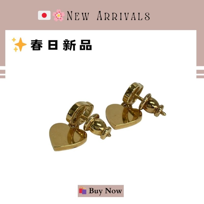 🛍️🎁 26 🔥 4月新品【預訂】💖 🔥💖 ✨Christian Dior CD 金色水鑽愛心耳環 DIOR EARRING-9