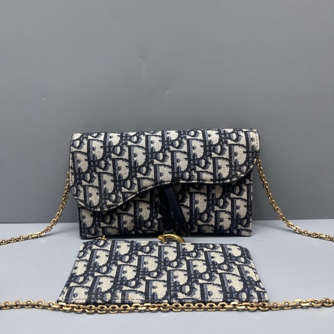 Dior 97新 老花刺繡二合一woc鏈條包 尺寸18*11