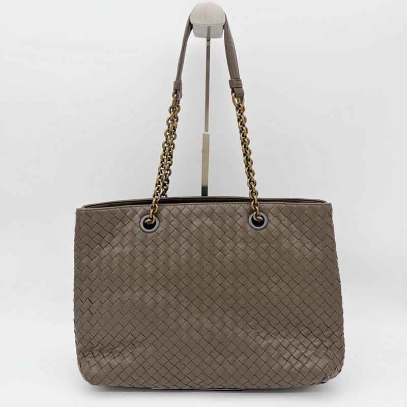 「JL精品代購」bottega veneta BV大象灰編織鏈條單肩托特包-3