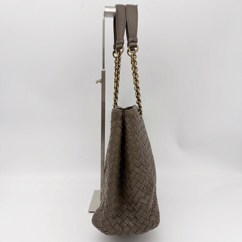 「JL精品代購」bottega veneta BV大象灰編織鏈條單肩托特包-5