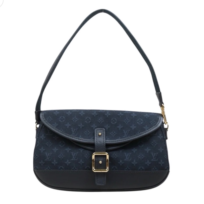 「JL精品代購」9新 Lv 老花 丹寧 腋下包-2