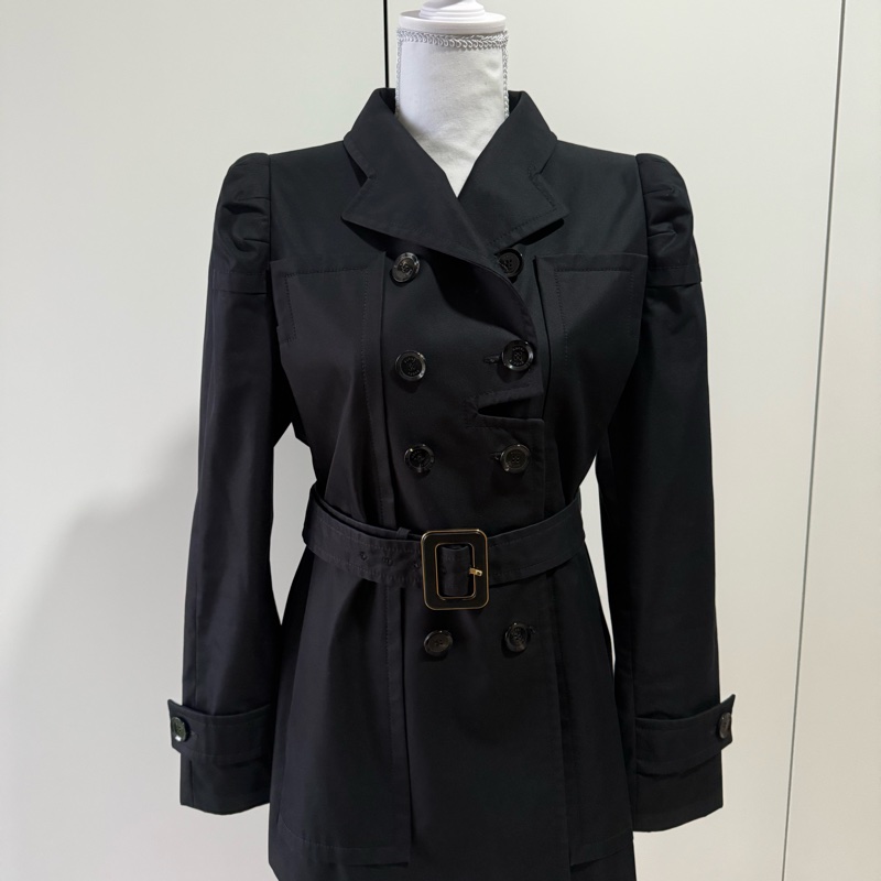 Gucci黑色雙排扣風衣-0