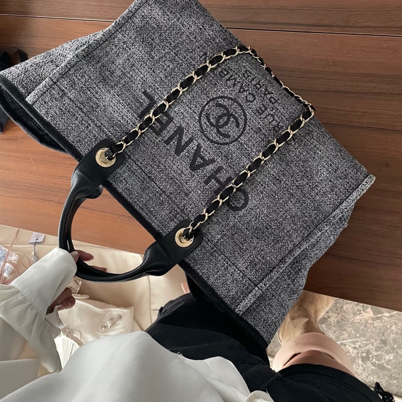 Chanel • Deauville經典灰藍色編織沙灘包 新年份-3