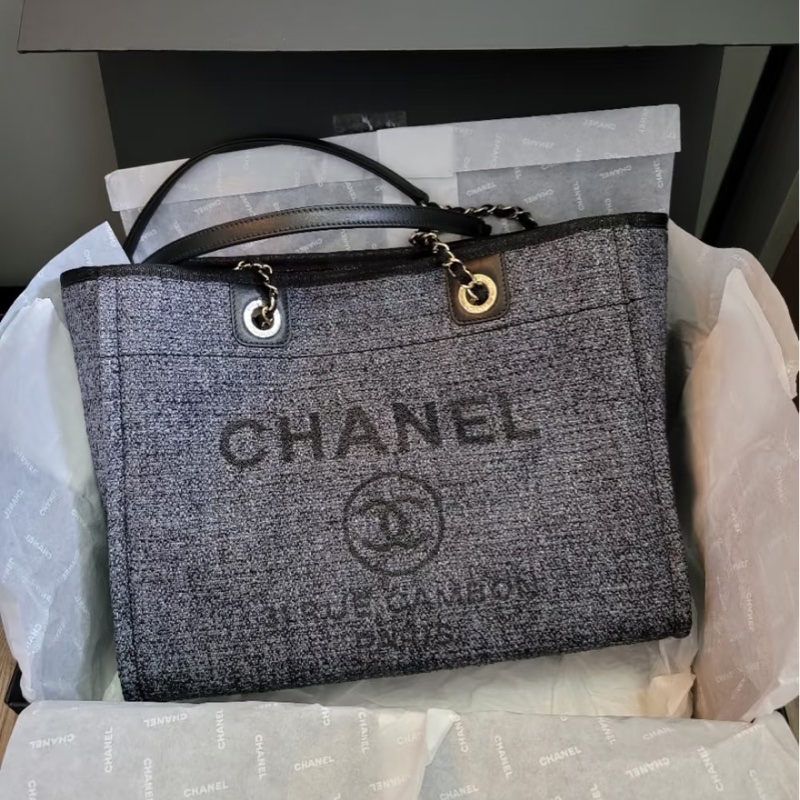 Chanel • Deauville經典灰藍色編織沙灘包 新年份-4