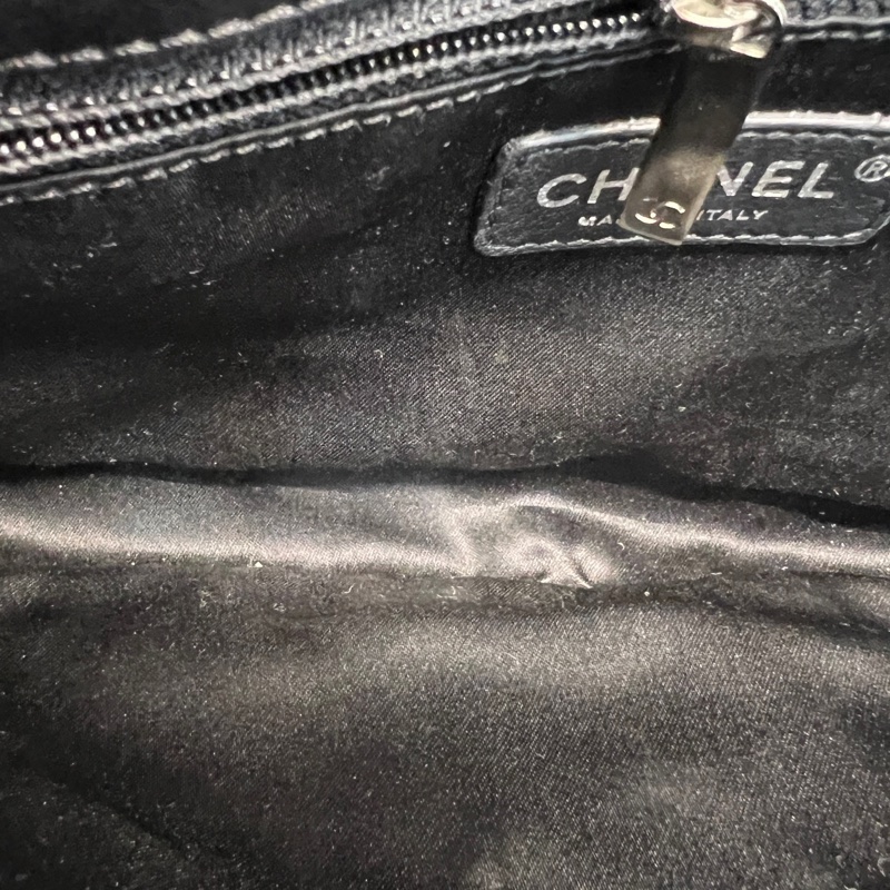 Chanel • 黑銀蕾絲科技布面尼龍Cf 25-6