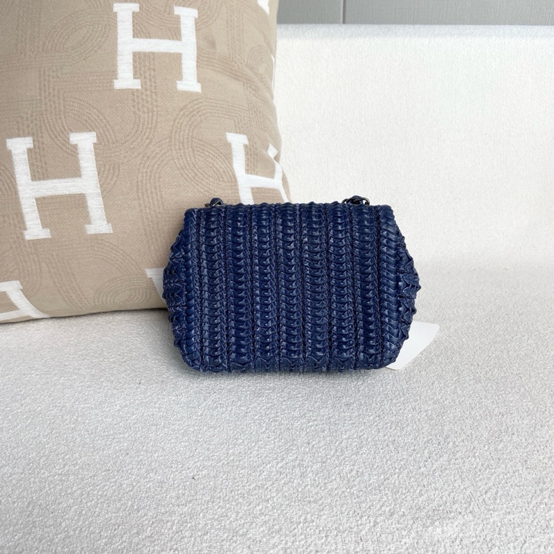 Chanel • Cf 17 深藍牛皮編織銀釦方胖子-4