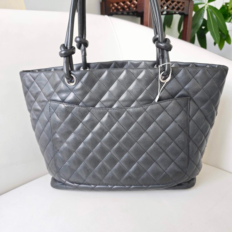 Chanel • 經典康鵬全黑牛皮大號托特包 So Black-5