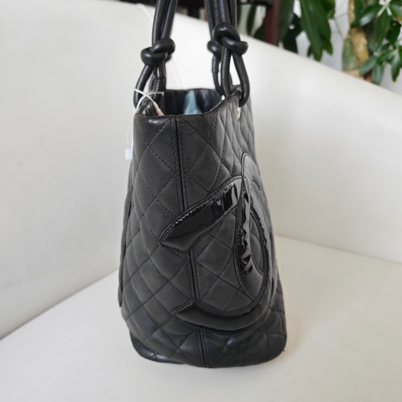 Chanel • 經典康鵬全黑牛皮大號托特包 So Black-7