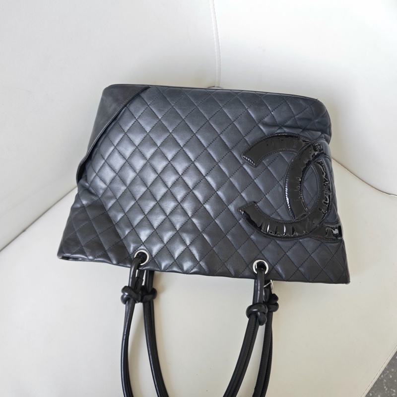 Chanel • 經典康鵬全黑牛皮大號托特包 So Black-9