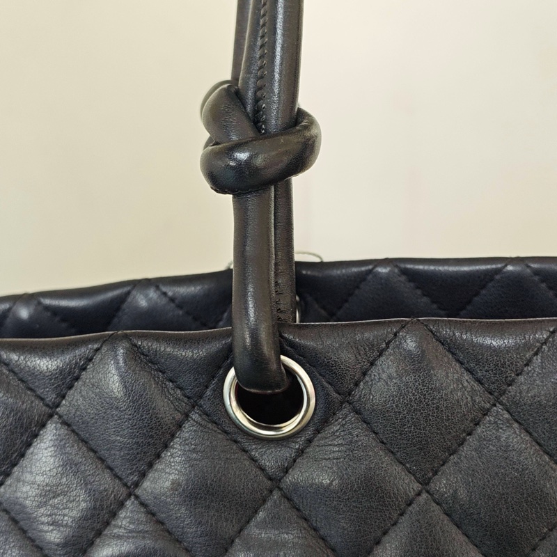 Chanel • 經典康鵬全黑牛皮大號托特包 So Black-19