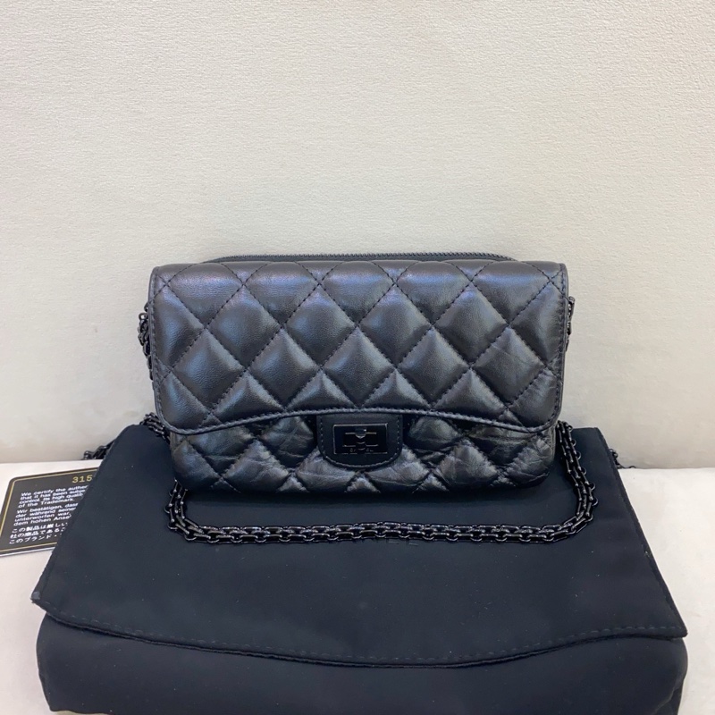 Chanel • 經典2.55 So Black 全黑Woc 二合一鏈條包 有卡-2