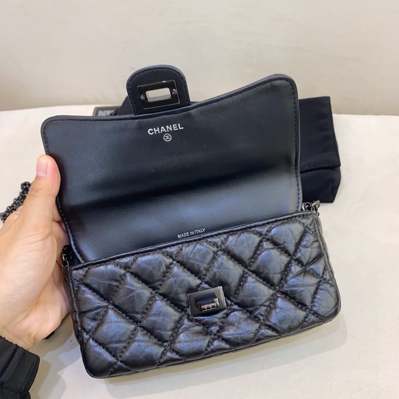 Chanel • 經典2.55 So Black 全黑Woc 二合一鏈條包 有卡-7