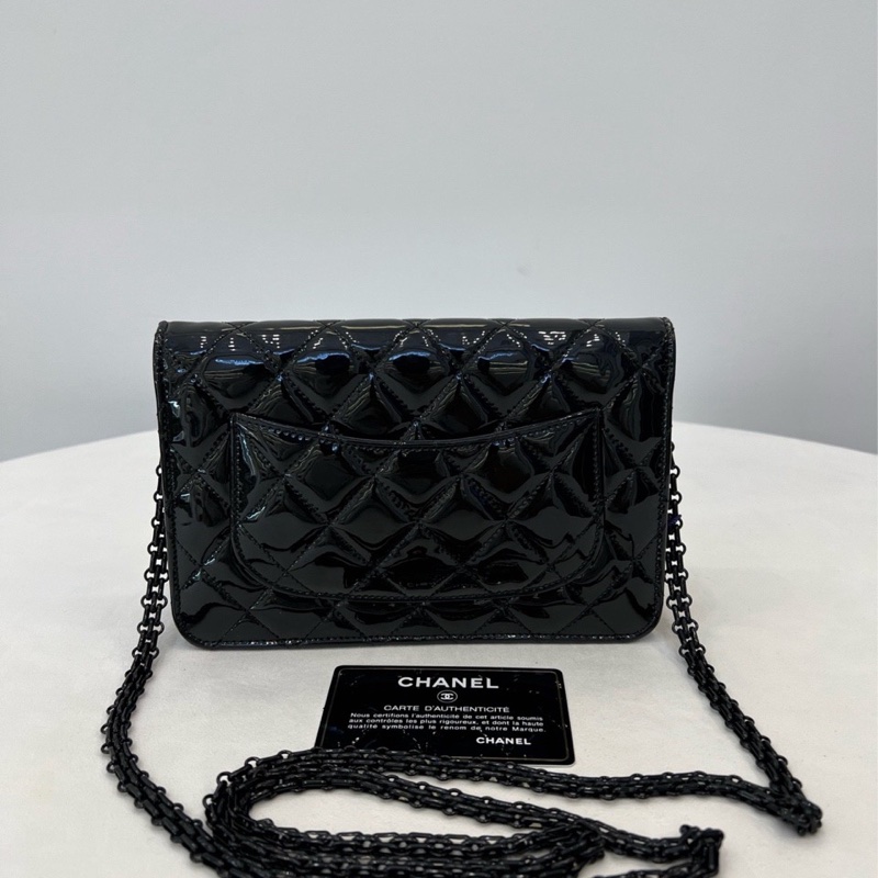 Chanel • 22a手工坊全黑2.55 So Black漆皮Woc鏈條包 近新有卡-5