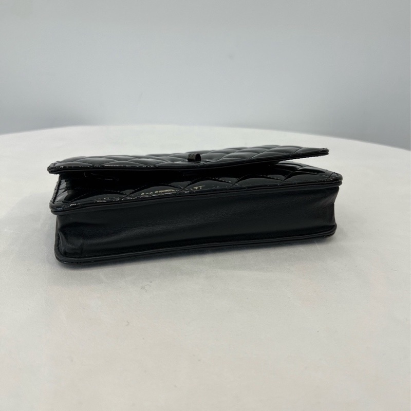 Chanel • 22a手工坊全黑2.55 So Black漆皮Woc鏈條包 近新有卡-8