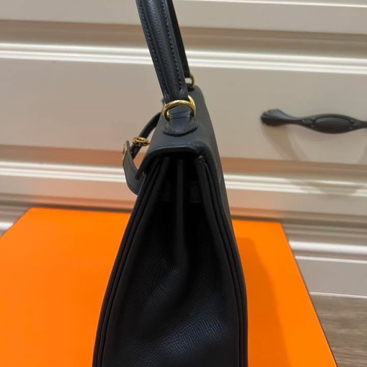 Hermes Kelly 25 Epsom Blue Indigo 近黑金 近新 Y刻-2