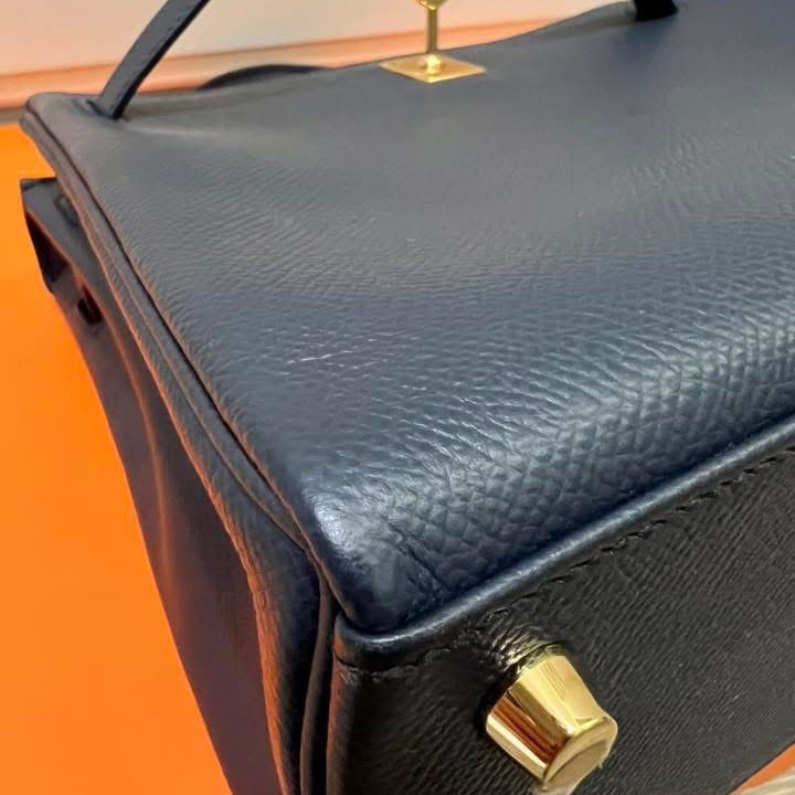 Hermes Kelly 25 Epsom Blue Indigo 近黑金 近新 Y刻-7
