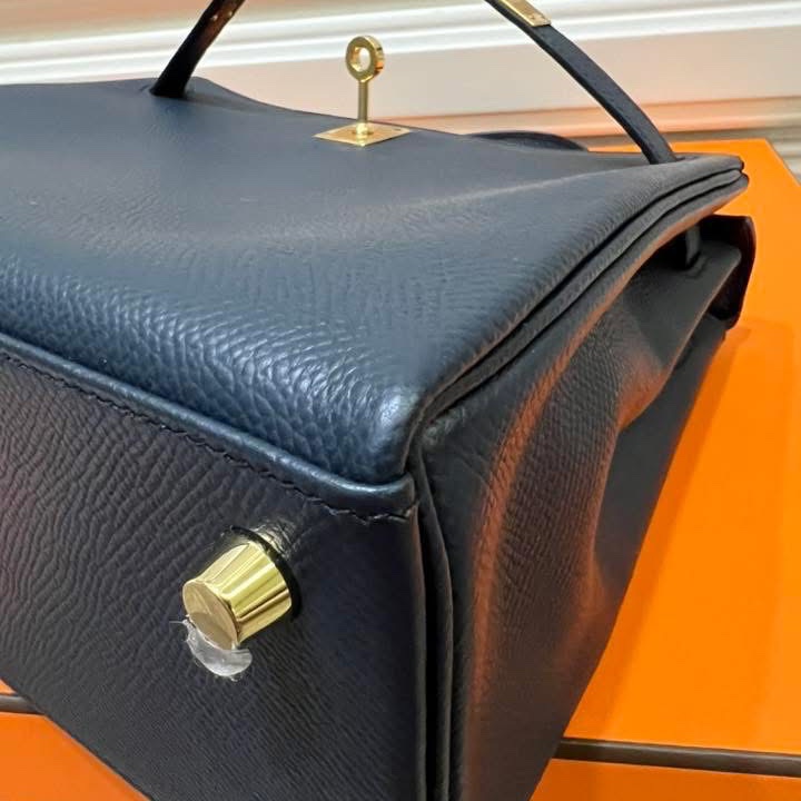 Hermes Kelly 25 Epsom Blue Indigo 近黑金 近新 Y刻-8
