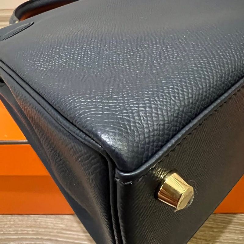 Hermes Kelly 25 Epsom Blue Indigo 近黑金 近新 Y刻-9