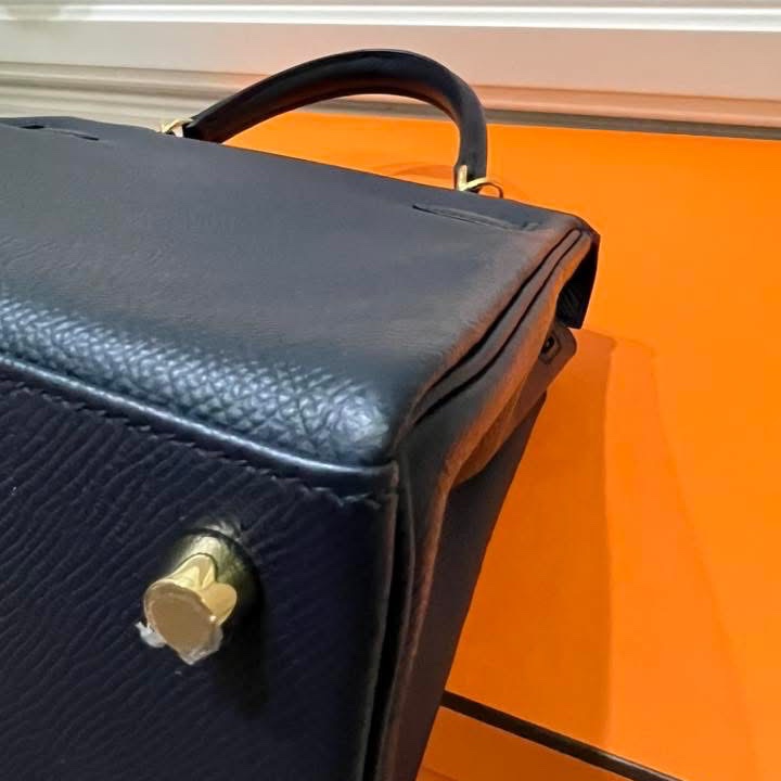 Hermes Kelly 25 Epsom Blue Indigo 近黑金 近新 Y刻-10
