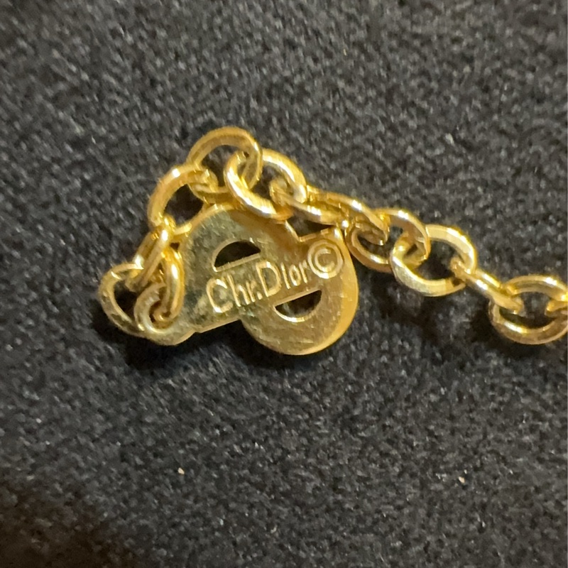 Vintage Christian Dior /復古鑲鑽紫紅鋯石項鍊 /CD標誌 扁蛇鍊 /迪奧 /中古首飾 經典必收-9