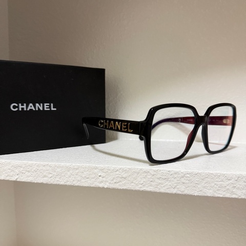 Chanel 香奈兒 金色字母 方框平光眼鏡
