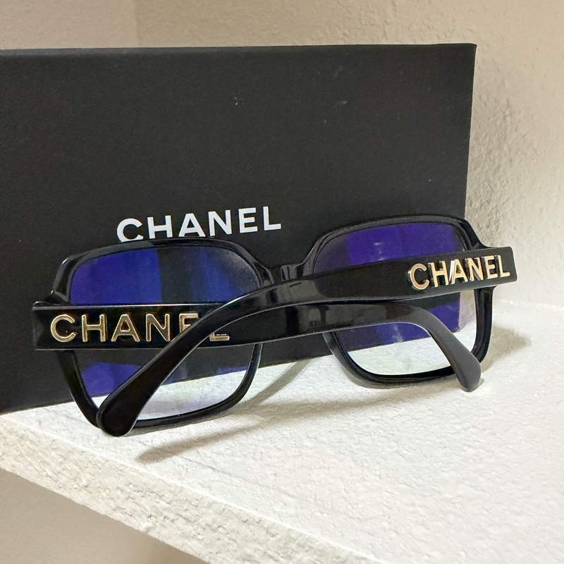 Chanel 香奈兒 金色字母 方框平光眼鏡-1