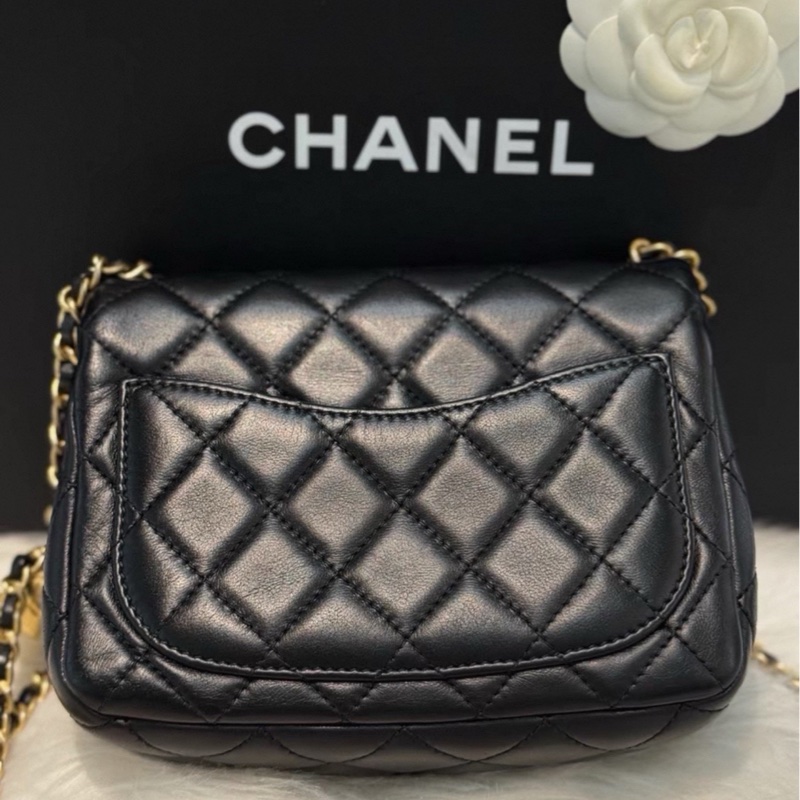 絕美神包😍超低價❤️🔥Chanel香奈兒黑金金球調解扣方胖子cf單肩斜挎包-6