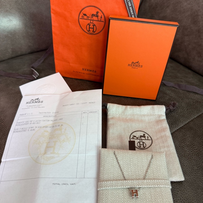 Hermes Mini H Pop 項鍊 - 啡銀-0