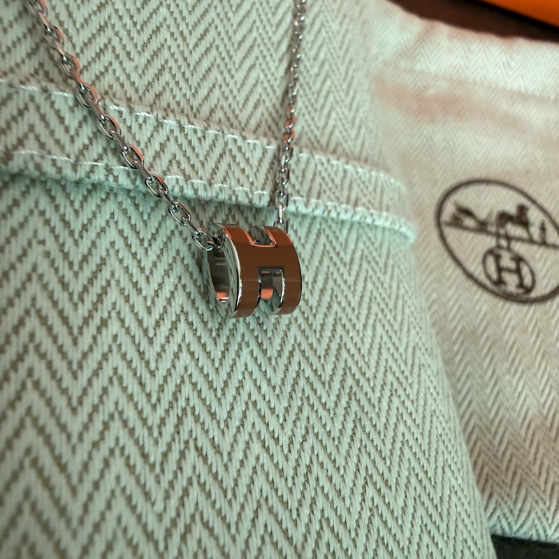 Hermes Mini H Pop 項鍊 - 啡銀-2