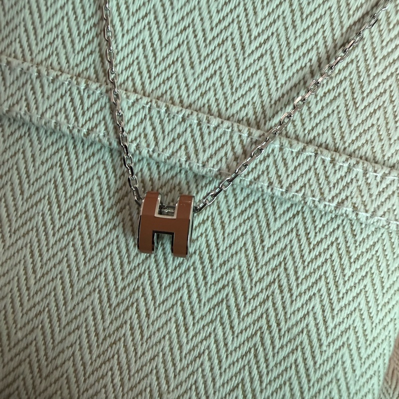 Hermes Mini H Pop 項鍊 - 啡銀-3