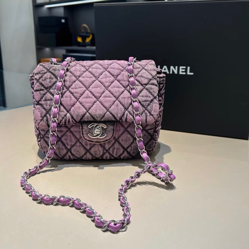 chanel 限定水洗紫色單寧方胖子，夏天背非常好看，比常規方胖子大一點-2