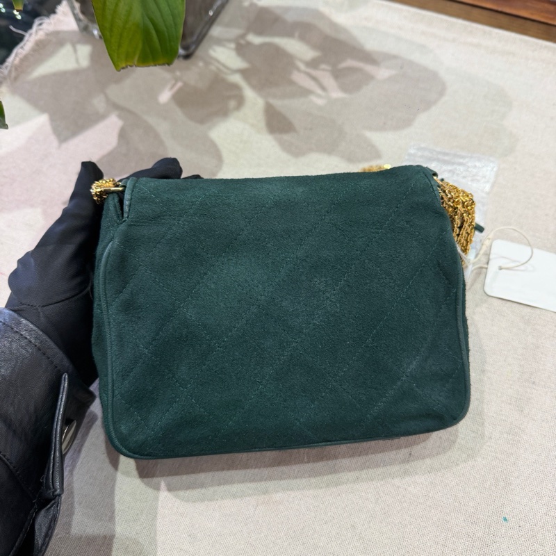Chanel • 高稀琉璃釦祖母綠麂皮流蘇鏈條包 全網唯一☝🏻-2