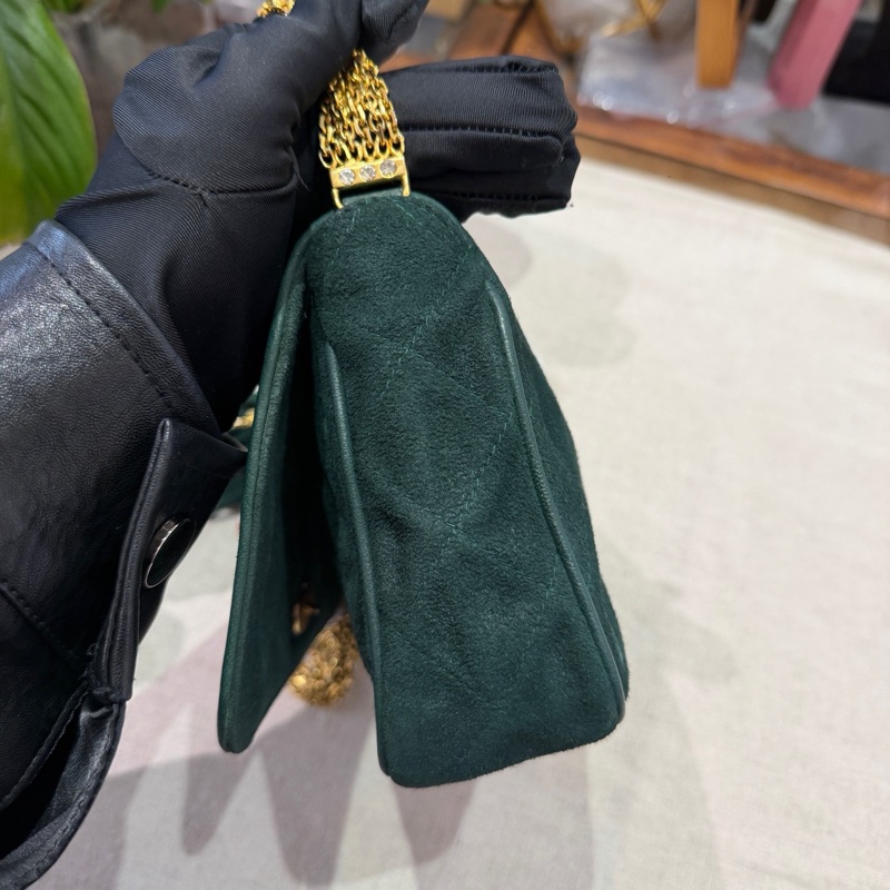 Chanel • 高稀琉璃釦祖母綠麂皮流蘇鏈條包 全網唯一☝🏻-3