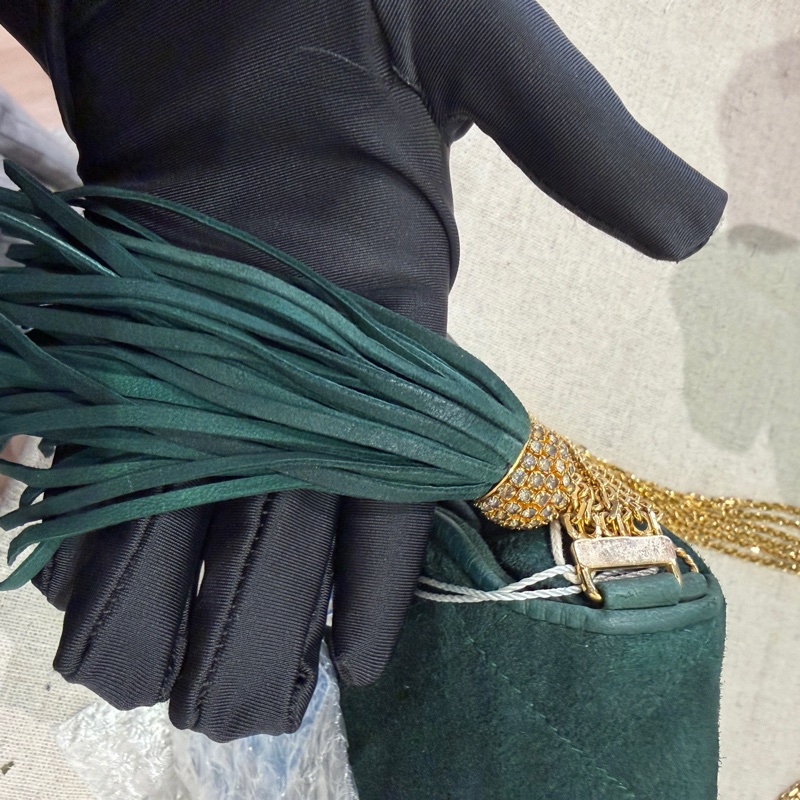 Chanel • 高稀琉璃釦祖母綠麂皮流蘇鏈條包 全網唯一☝🏻-8