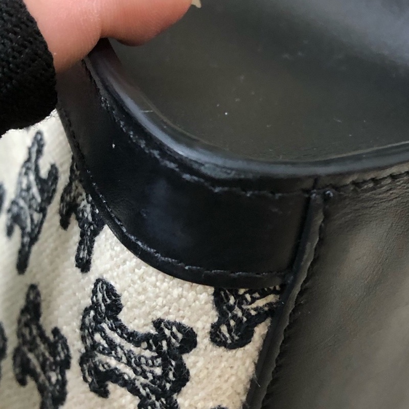 Celine 賽琳Triomphe 凱旋門刺繡布面拼皮tote 20年-9