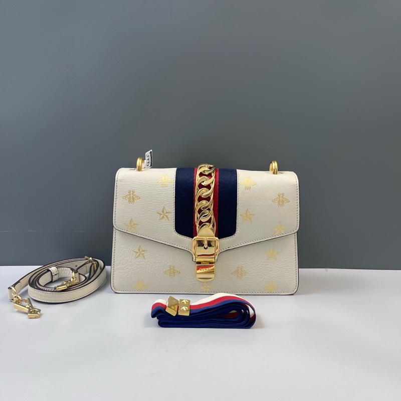 Gucci古馳白色sylive塞爾維亞單肩包-0