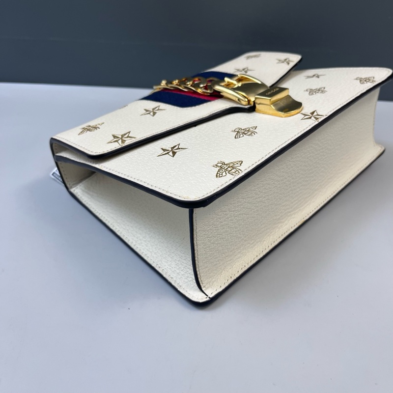 Gucci古馳白色sylive塞爾維亞單肩包-2