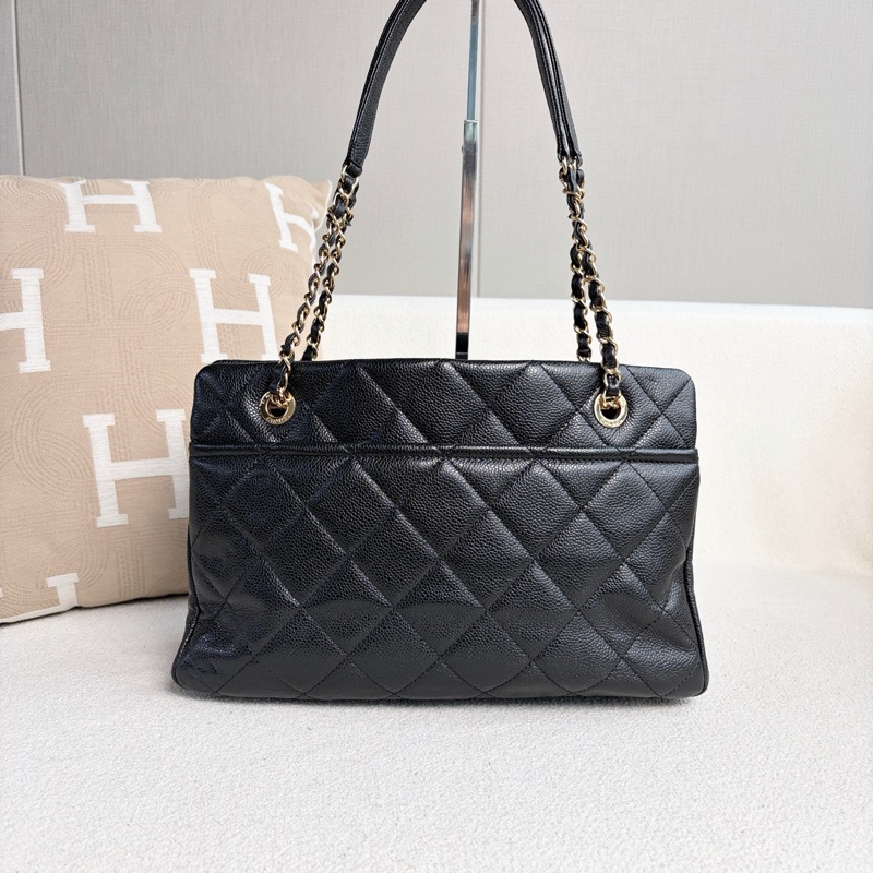 Chanel • 經典大Logo荔枝牛皮金釦托特包-7