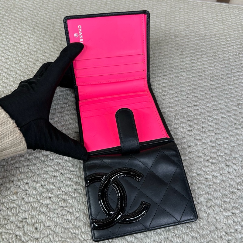 Chanel • 經典康鵬全黑牛皮三折短夾 So Black 大全配有購證-5
