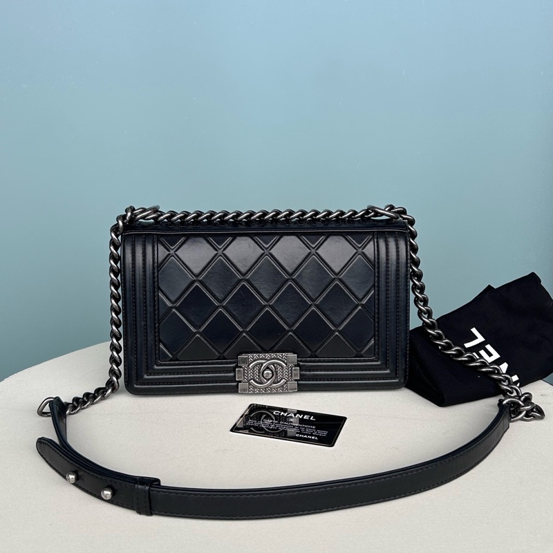 Chanel • 稀有薩爾斯堡菠蘿釦牛皮銀釦Le Boy 25 中號-4