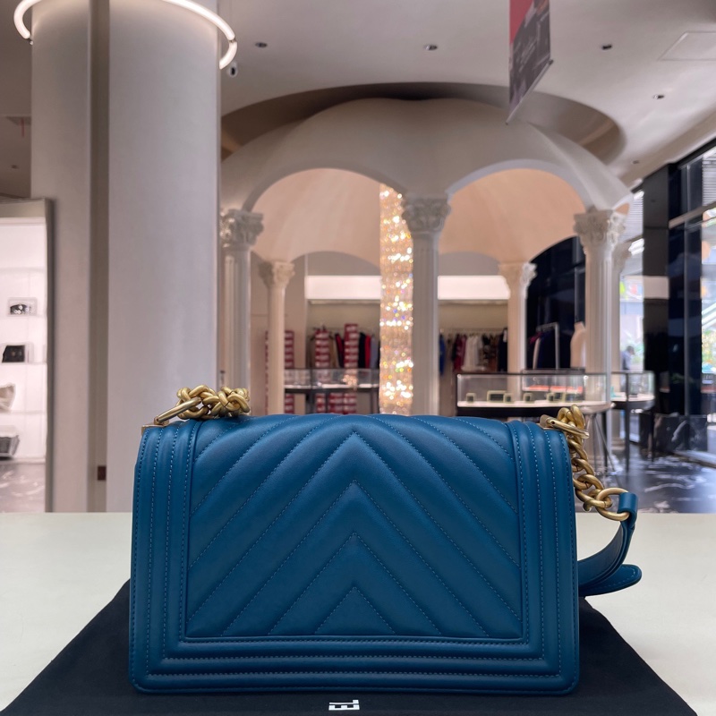 Chanel • 經典松石藍山形紋牛皮Le Boy 25 中號 全配有卡-3