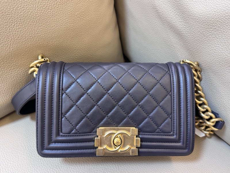 Chanel • 經典深灰金釦羊皮Le Boy 20 小號有購證-3