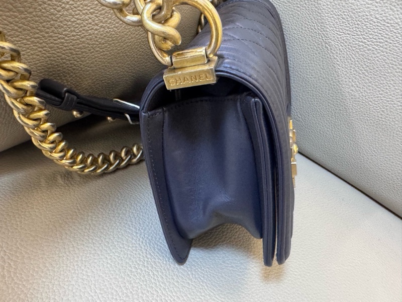 Chanel • 經典深灰金釦羊皮Le Boy 20 小號有購證-5