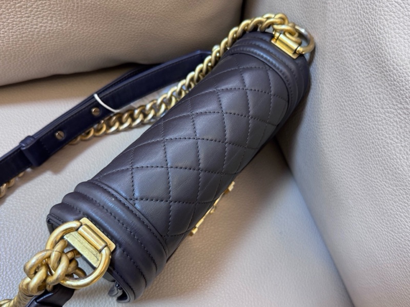 Chanel • 經典深灰金釦羊皮Le Boy 20 小號有購證-6